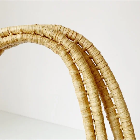 Handcrafted Floral Embroidered Rattan Tote - Picture 7 of 8